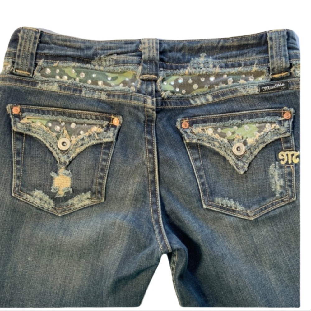 Miss Me Sz 26 JP4221C Distressed Camo & Rhinestone Jeans